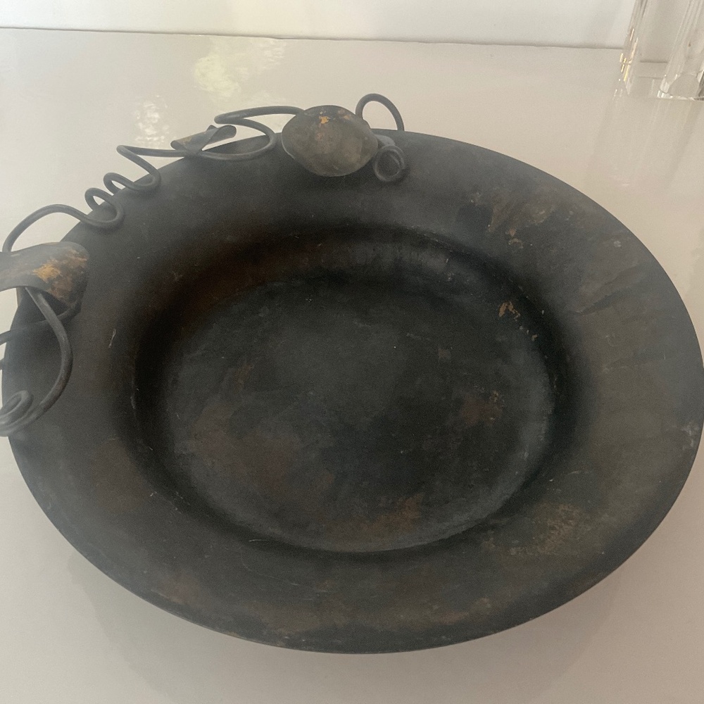 MARTHA STURDY VANCOUVER CANADA DISTRESSED HEAVY METAL BOWL W/ REMOVABLE TRIM